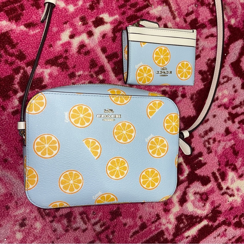 Coach Camera Bag and Wallet with Orange Slice print